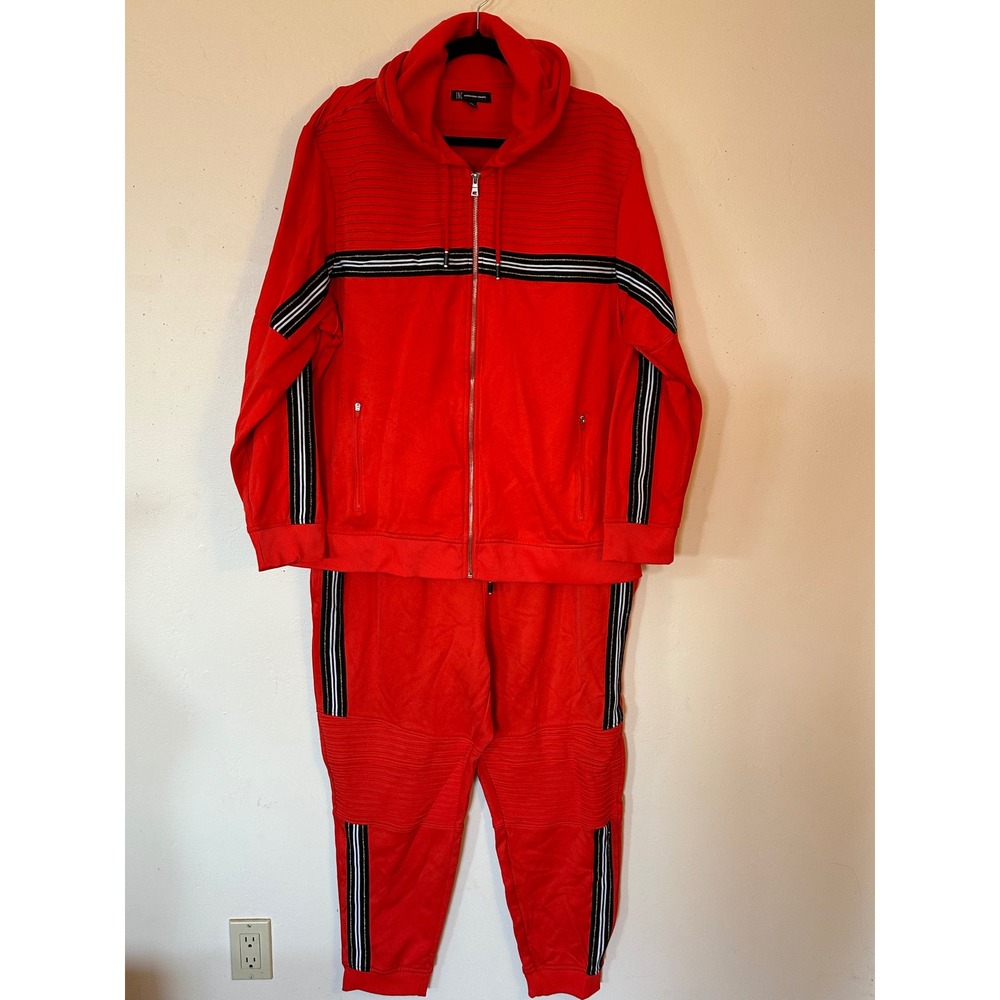 INC International Concepts Mens Red Tracksuit Set XXL Hooded Jacket Joggers Gold